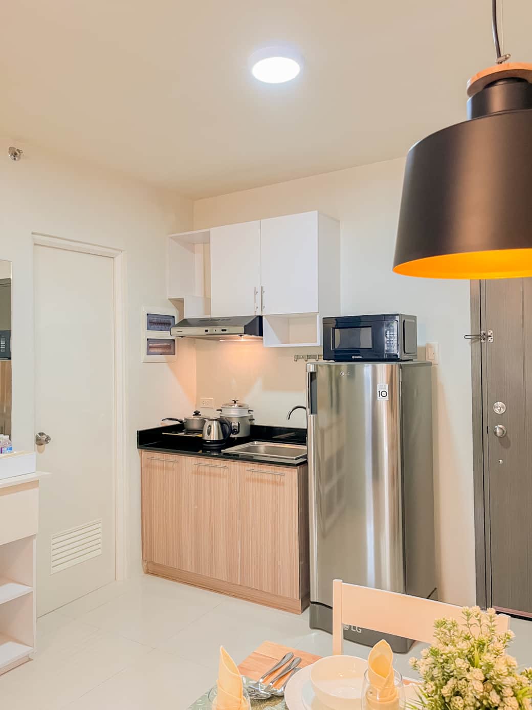 stainless steel appliances and granite counter top