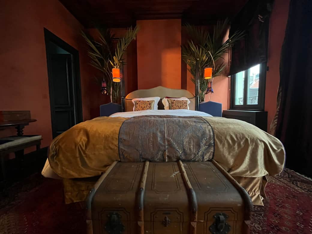 in front of the kingsize bed
