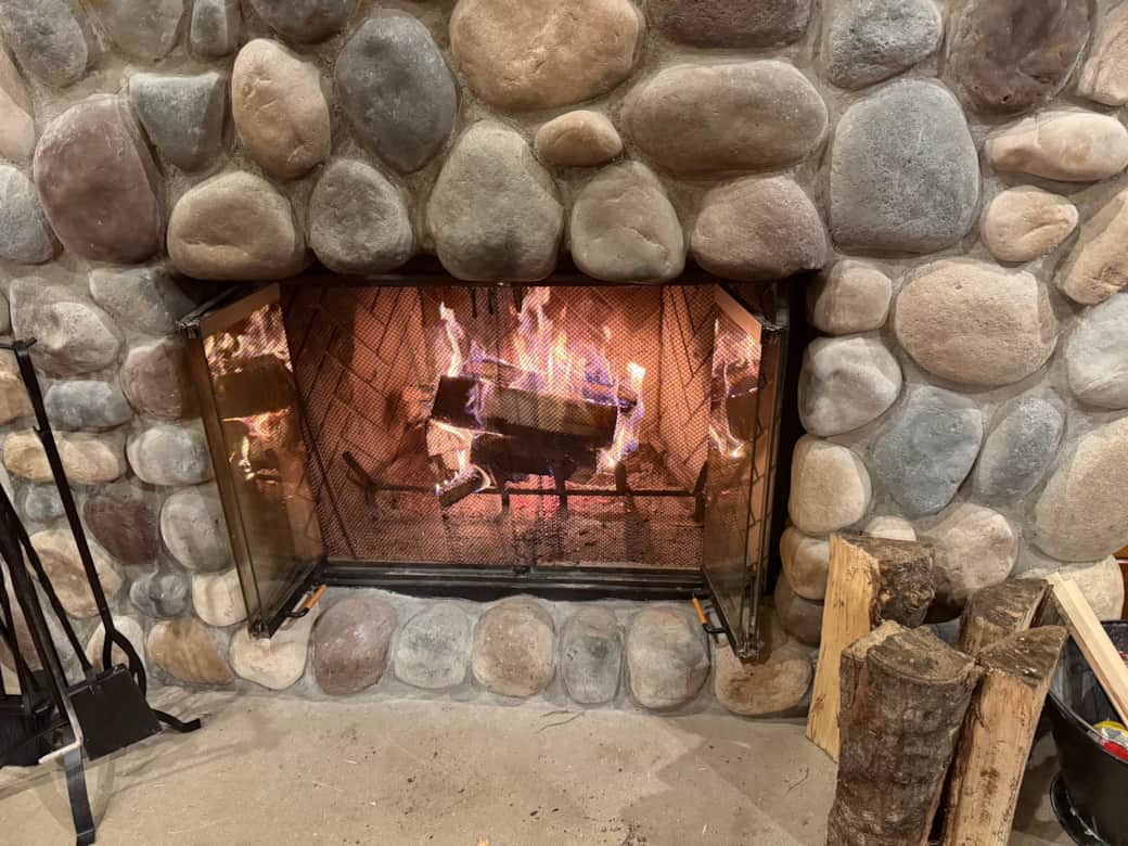 Fully functional fireplace   We supply the wood 