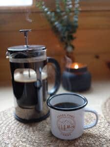 French press with ground coffee and Keurig coffee maker with pods provided French press with ground coffee and Keurig coffee maker with pods provided