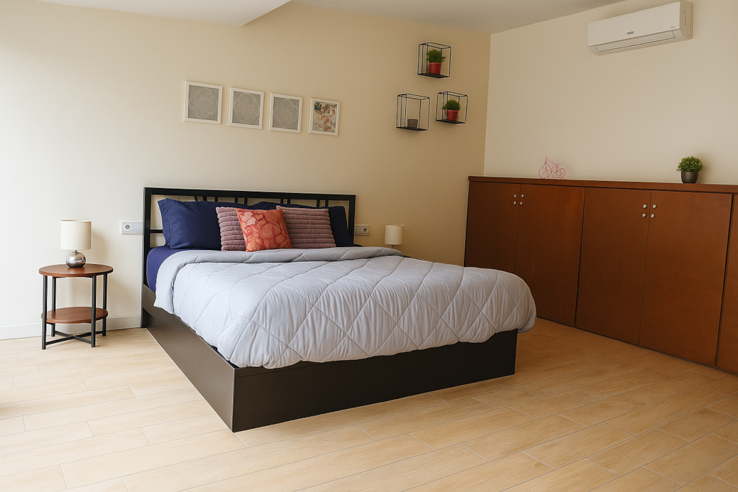 Dormitorio moderno con detalles naturales Dormitorio moderno con detalles naturales