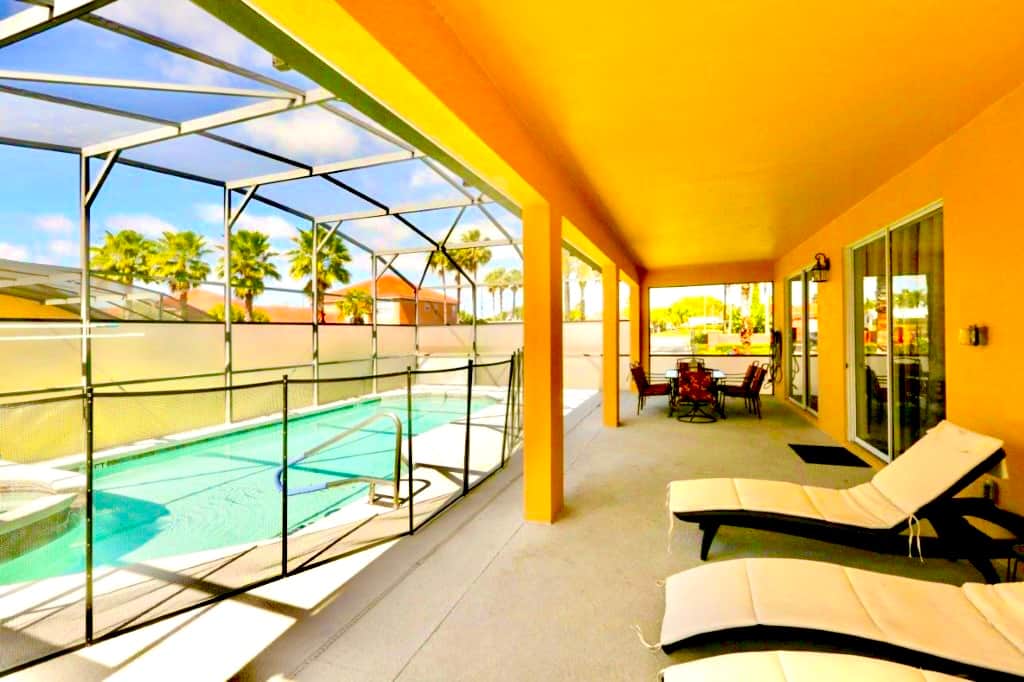 Huge covered lanai space. Ideal for al fresco dining or escaping the Florida sun
