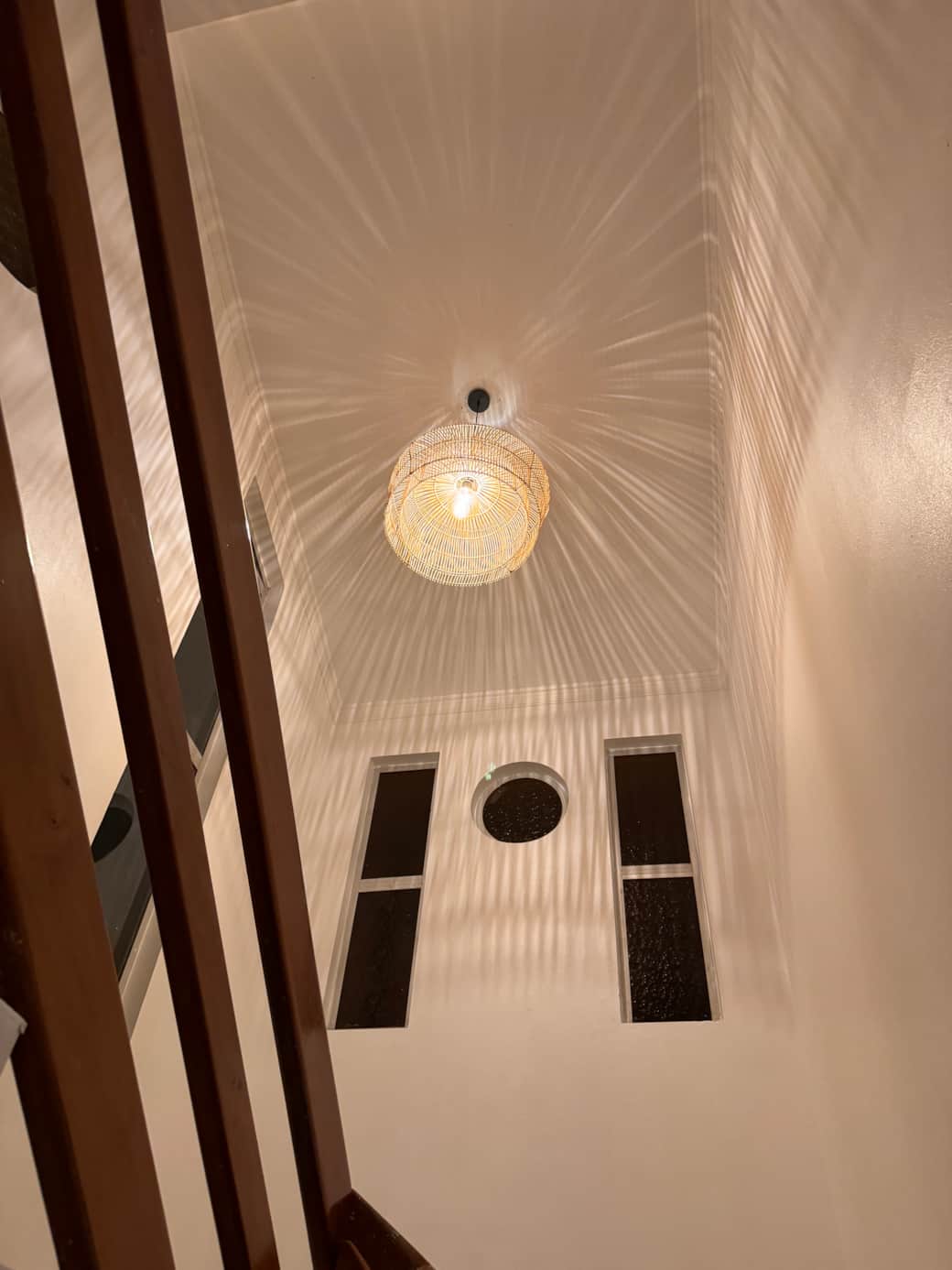 Stairs to upstairs level where bedrooms are located