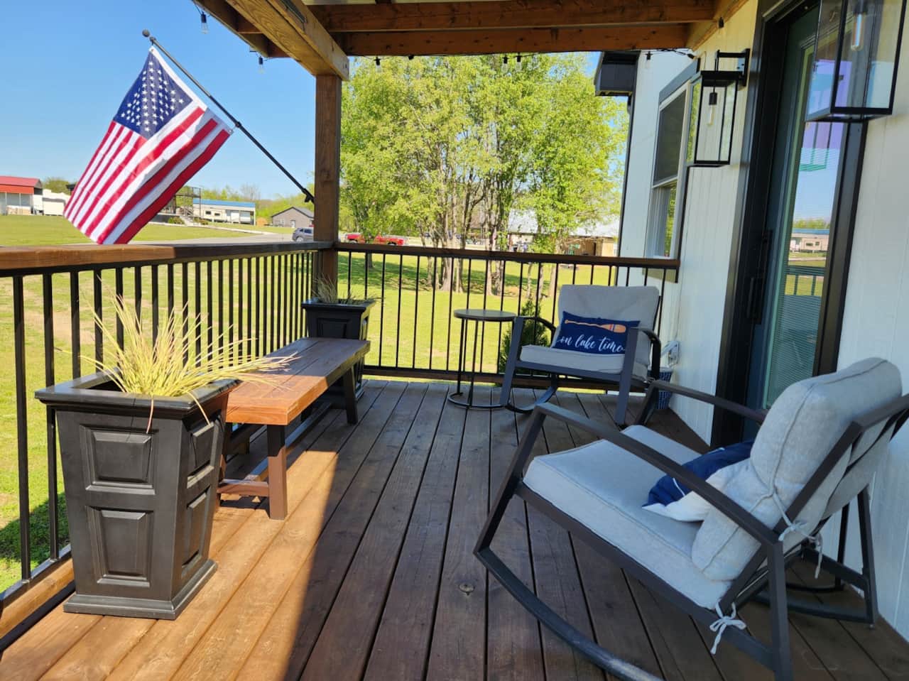 Enjoy coffee on the front porch while relaxing in the comfortable rockers.
