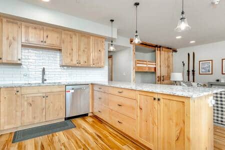 The kitchen is well stocked with cooking and baking supplies