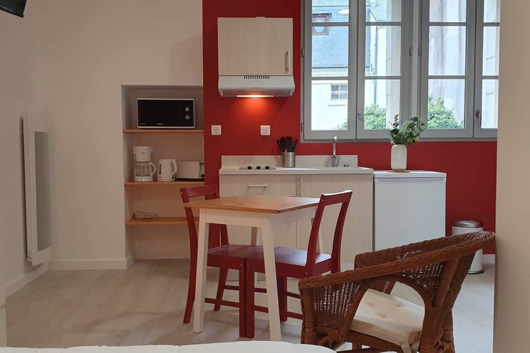 vue d'ensemble côté repas studio Bourgueil au calme