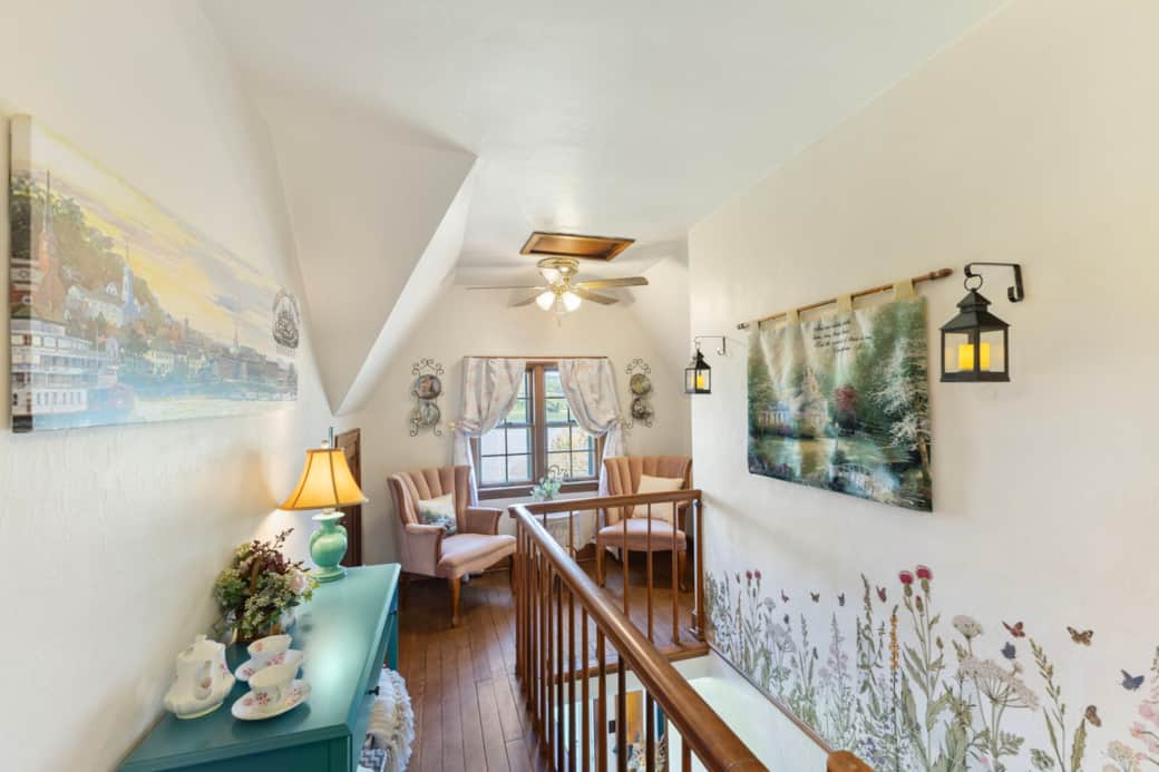 Loft reading nook area, can be converted into sleeping space with provided air mattress.