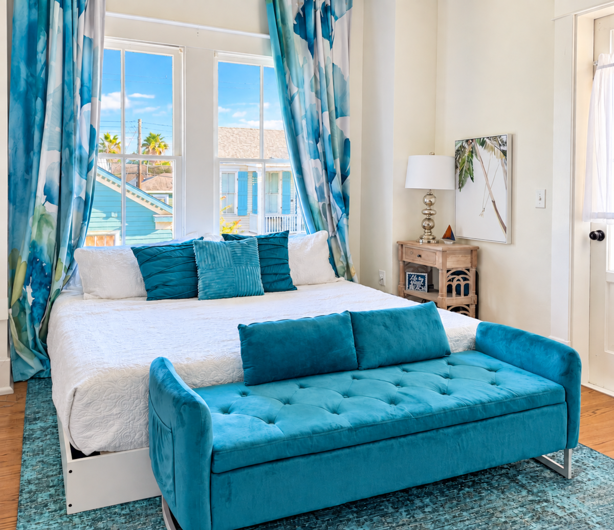 Primary bedroom and bridal suite at White Magnolia Galveston
