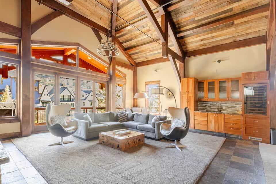 Living Room with Wet Bar, View Deck