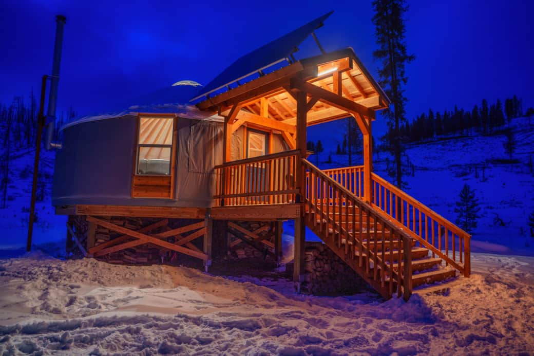 Decks aglow at night