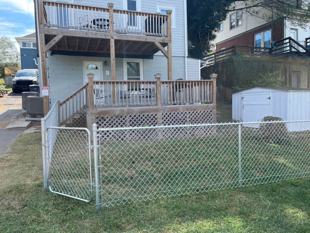 Fenced yard and deck Fenced yard and deck