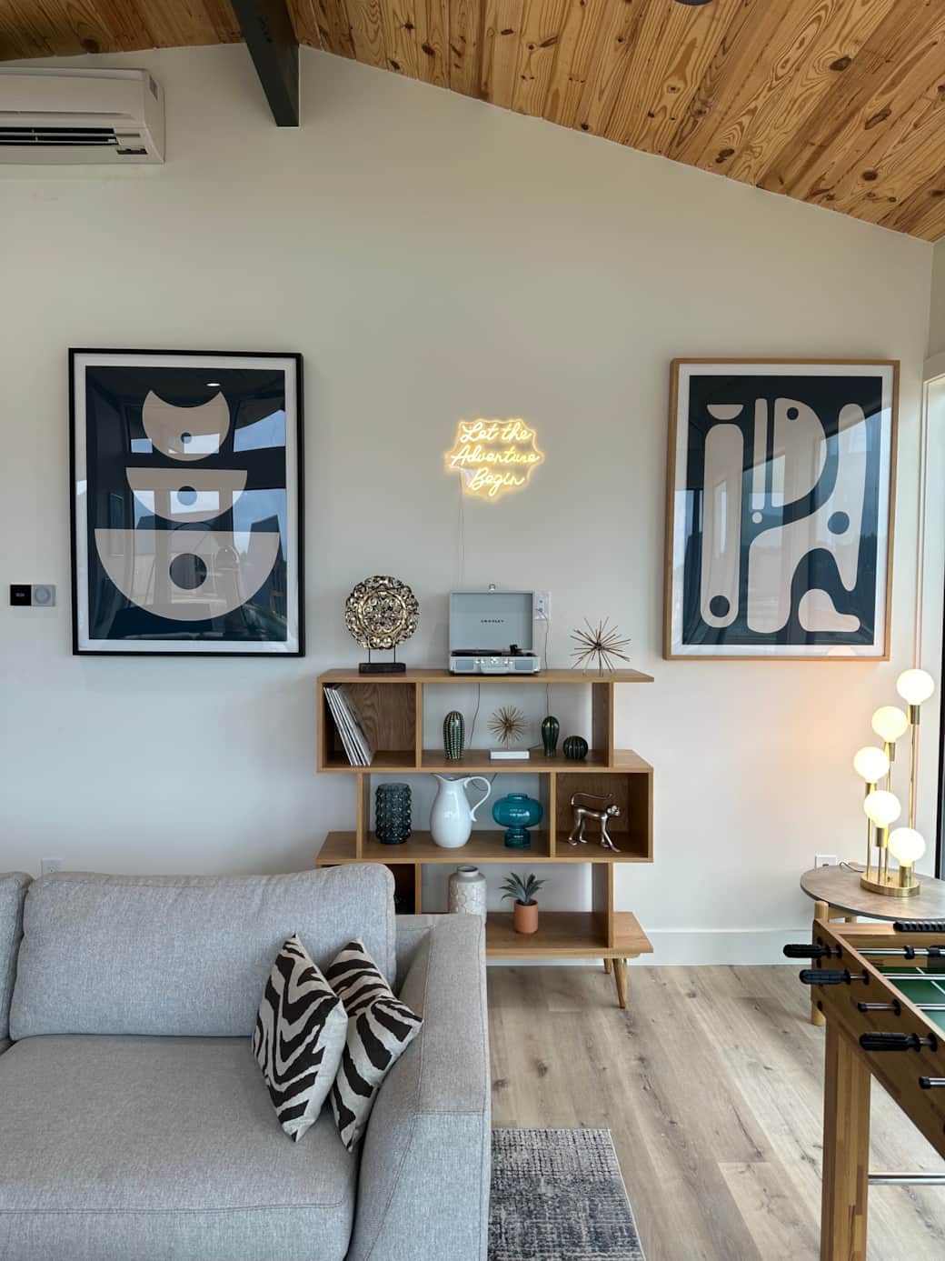 Art wall in great room with traditional record player Art wall in great room with traditional record player