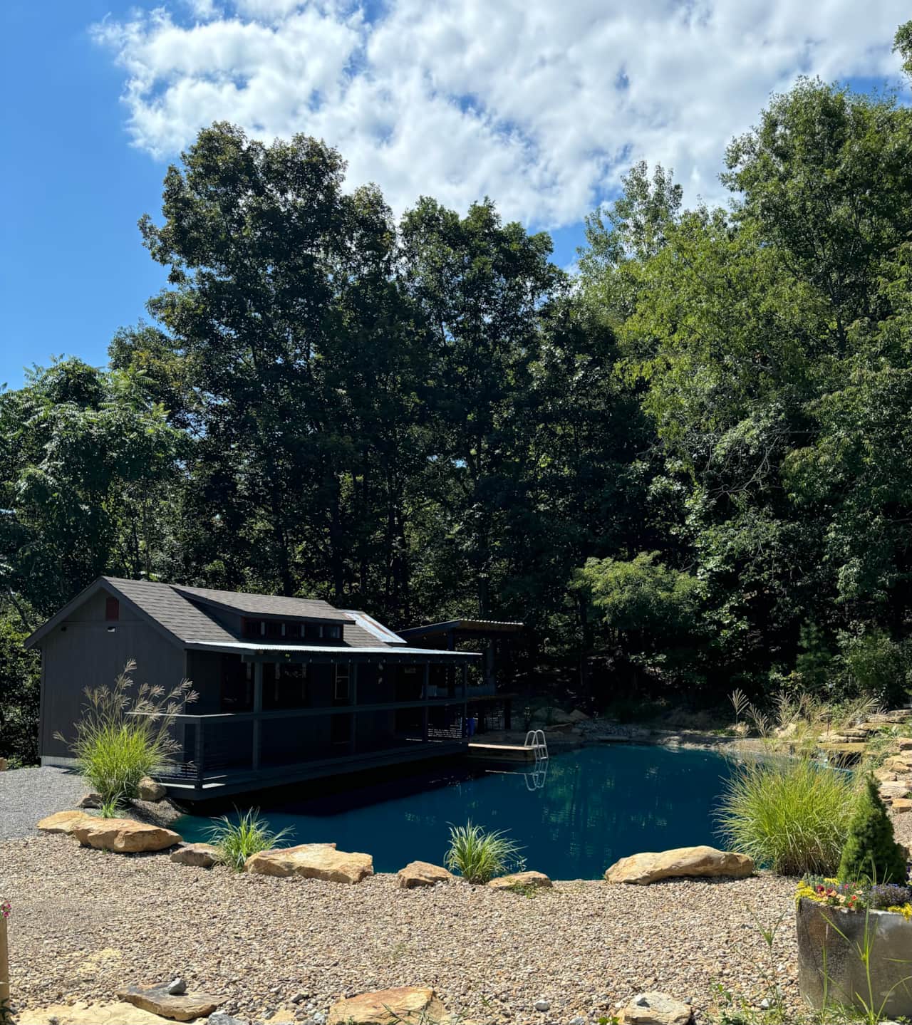 Enjoy your own private swim pond with waterfall