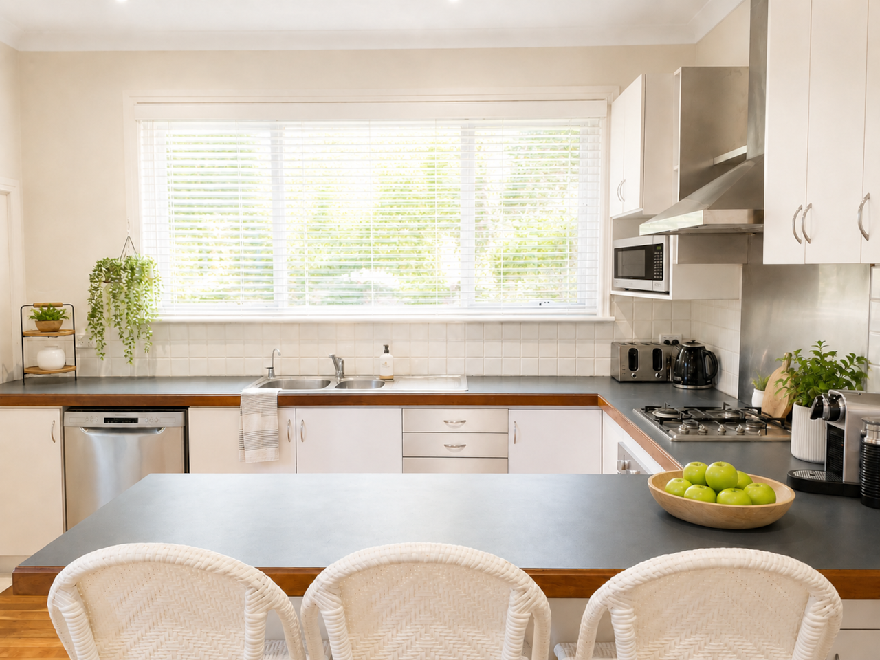 Modern kitchen with island seating for entertaining