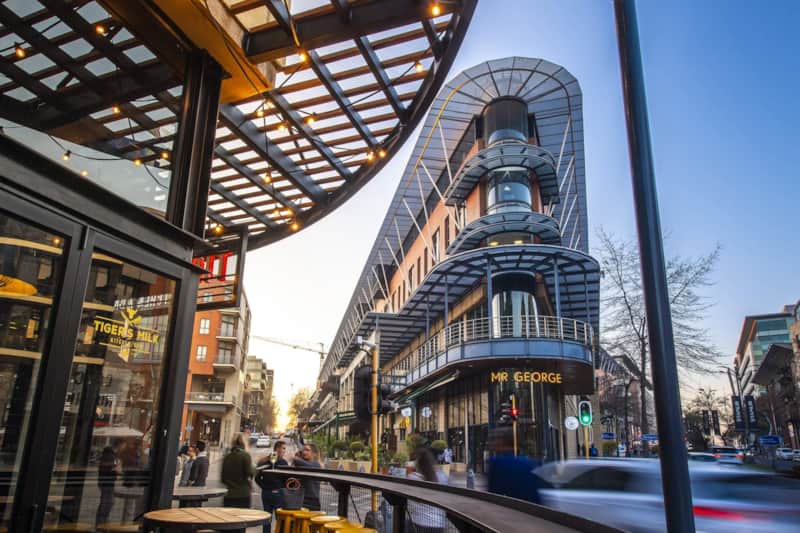 Street view of the Rosebank district in Johannesburg