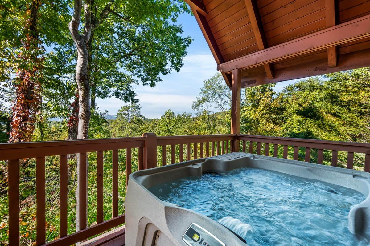 Private hot tub overlooking the Smoky Mountains