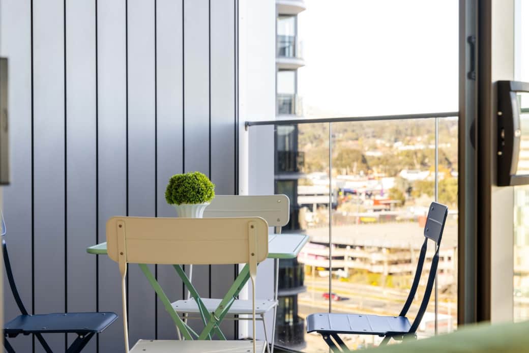 The balcony provides a wonderful view.
