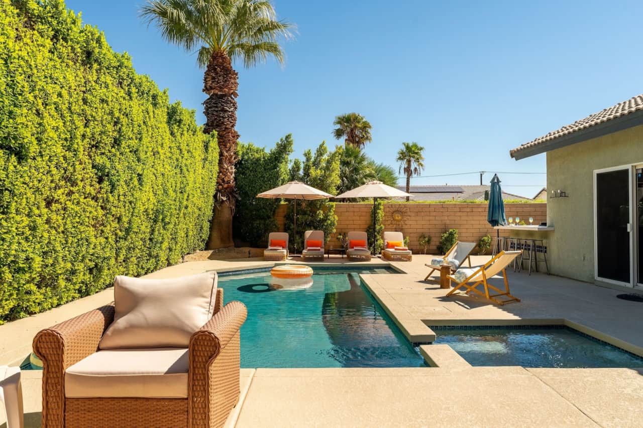 Pool and in-ground hot tub