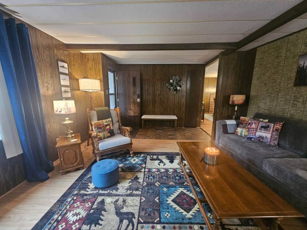 Rustic cabin vibes living room