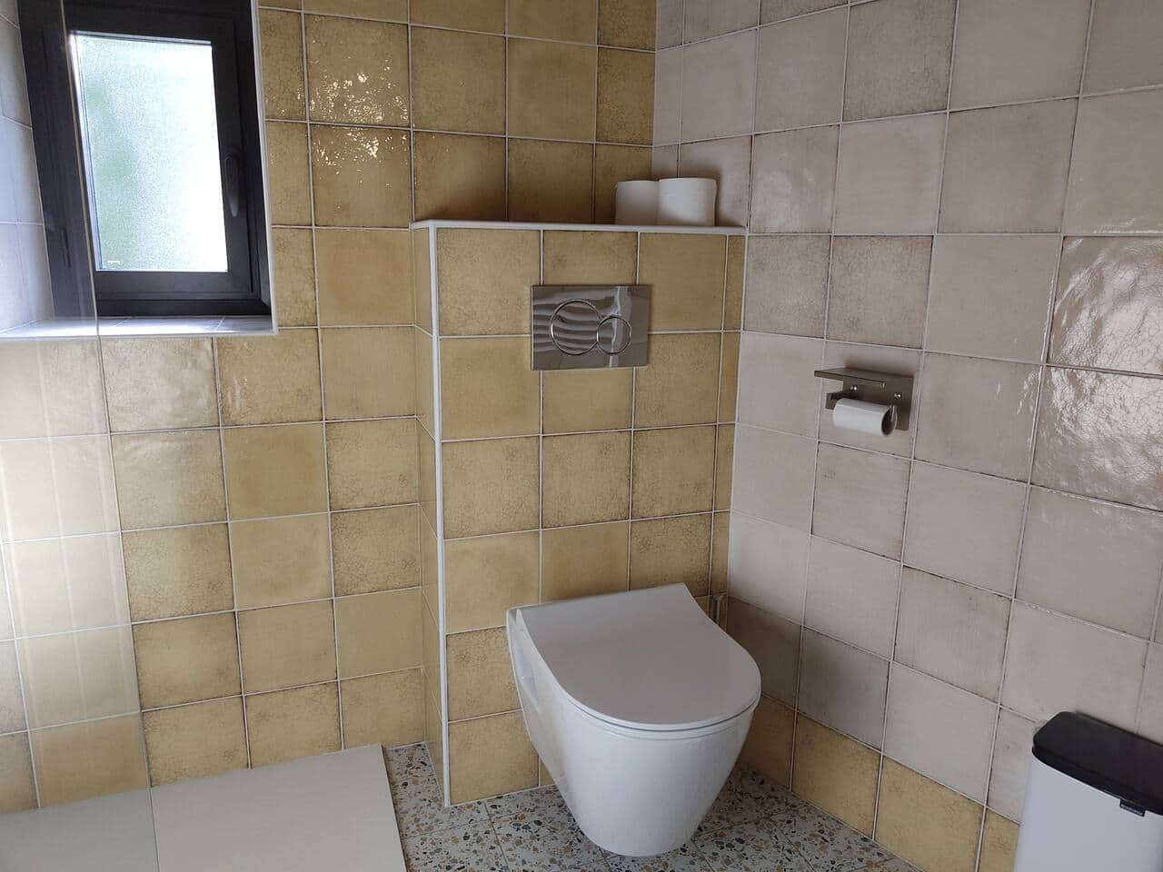 Salle de douche avec WC.
