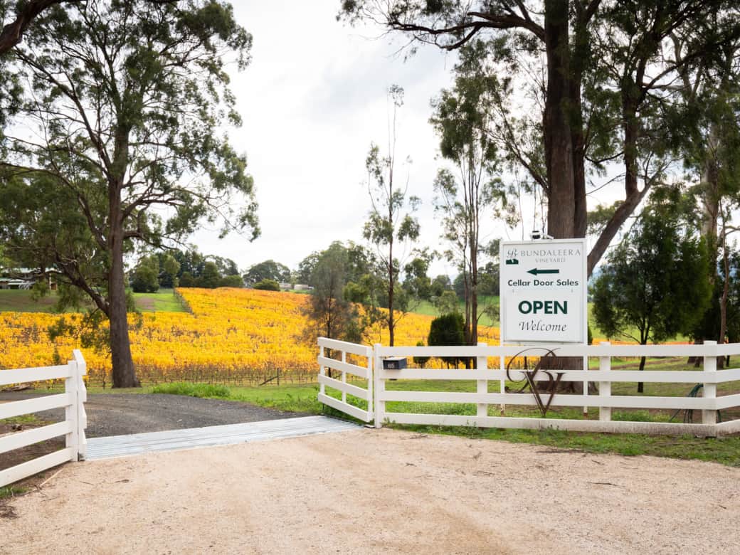 Entrance to Bundaleera Vineyard in Relbia, Tasmania