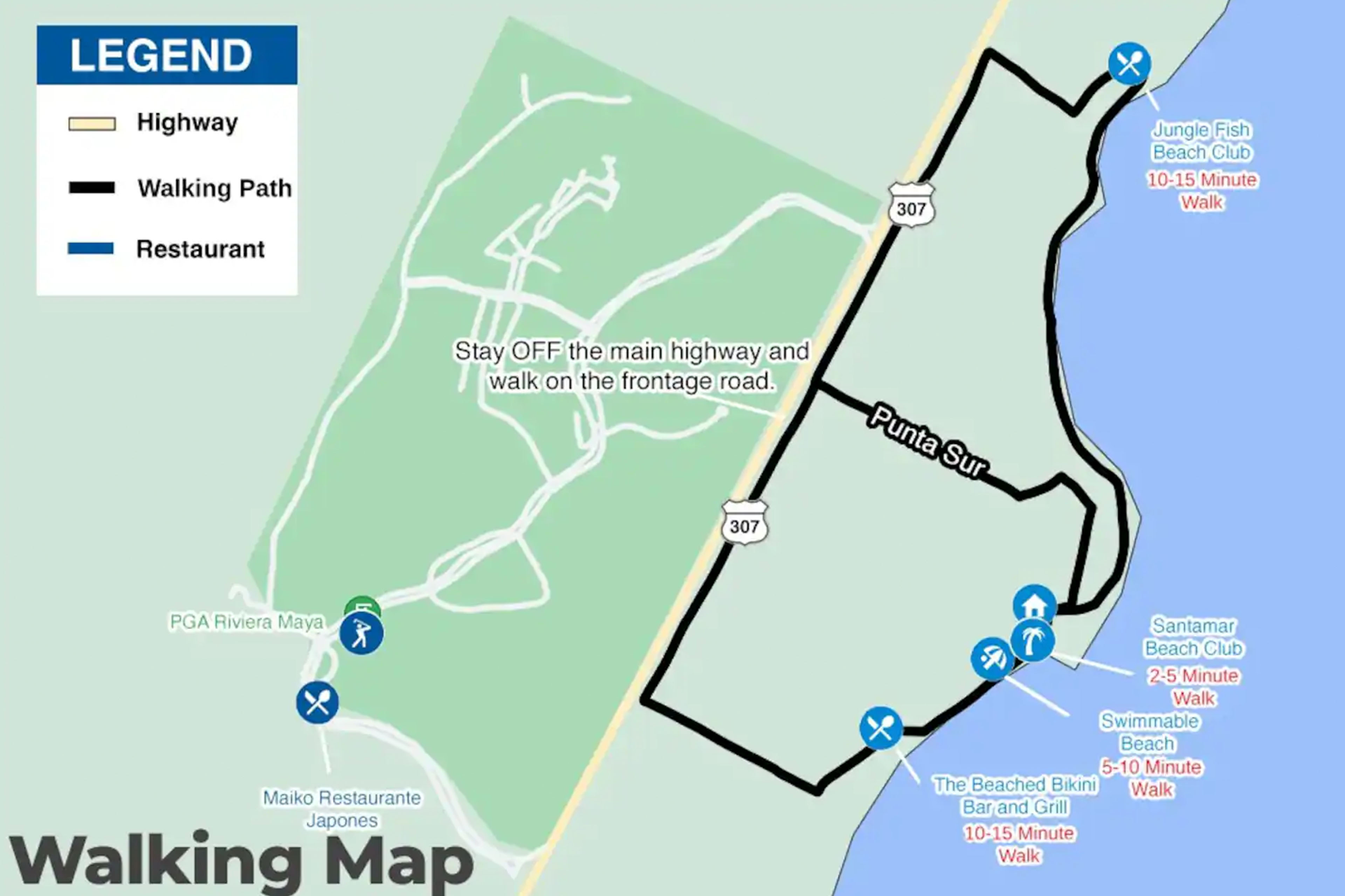 Detailed map to help you explore Akumal's beaches, restaurants, cenotes, and local attractions.