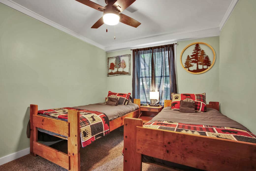 Bedroom 2 - 2 twin beds, floor fan and ceiling fan available