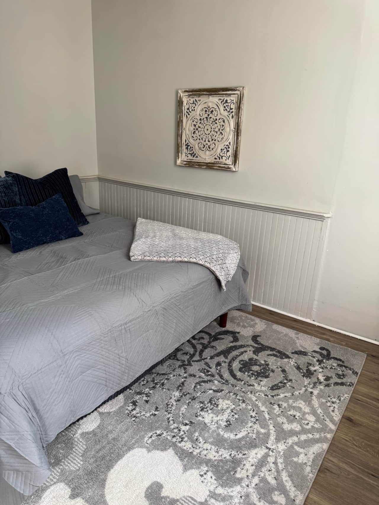  Bedroom number one with king size bed and light deterring blinds 