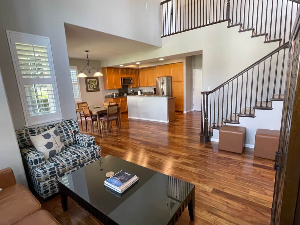 Living area and kitchen