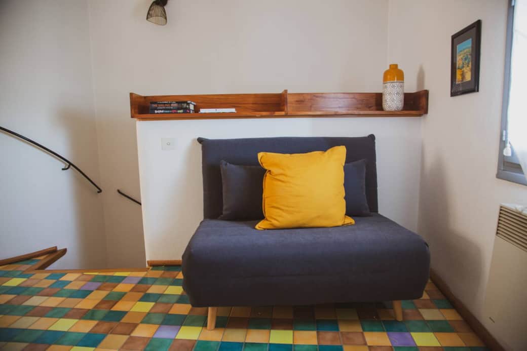 Room 3: «Disco» | The sofa bed in this king bedroom enables it to sleep three people if needed. The bedroom also has its own bathroom.