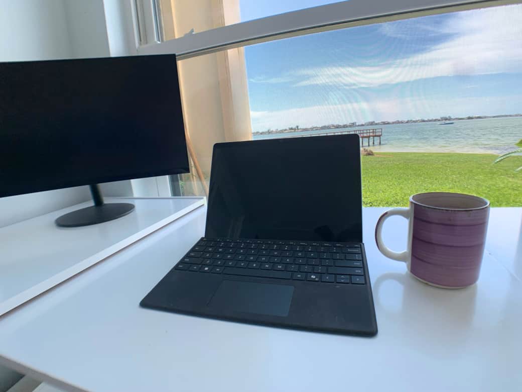 Your view while working from an expandable desk