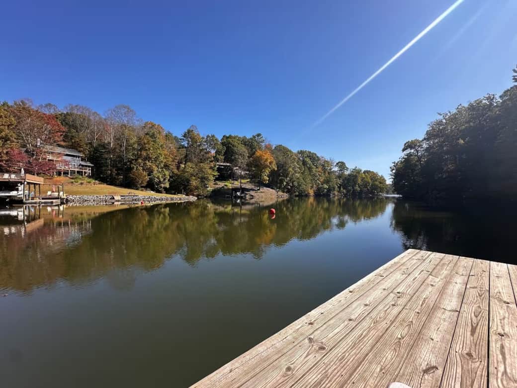 Peaceful cove and crystal-clear water — private dock views in every season.

peaceful cove, crystal-clear water, private dock, private access, fall foliage, Smith Mountain Lake views, SML, secluded shoreline.