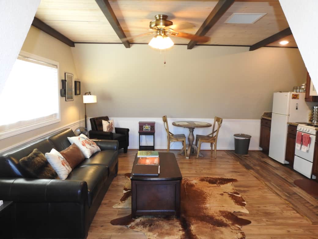 Combo living room, dining table & kitchenette