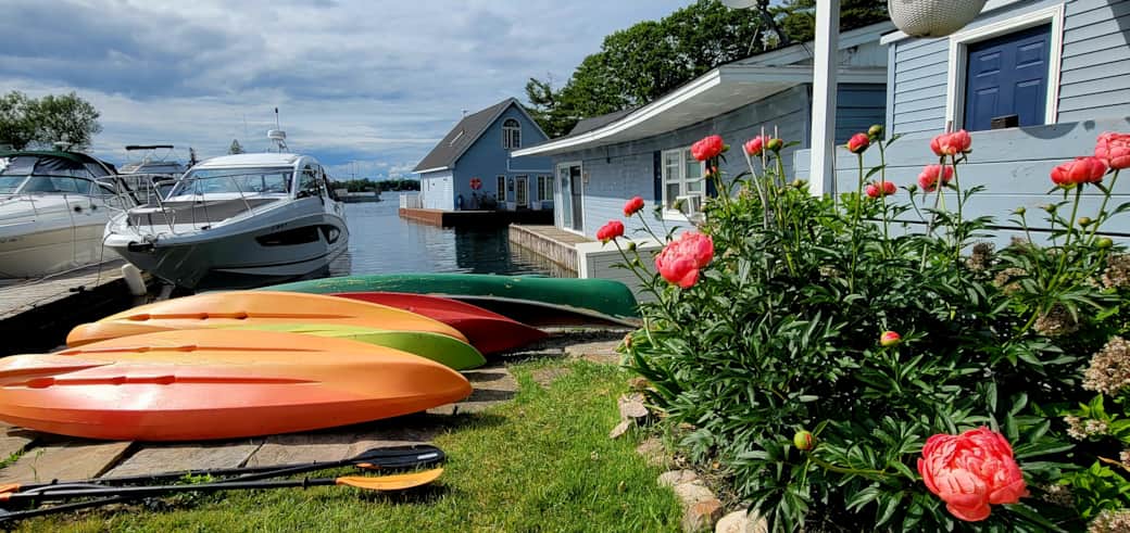 Island with Kayaks and Canoes