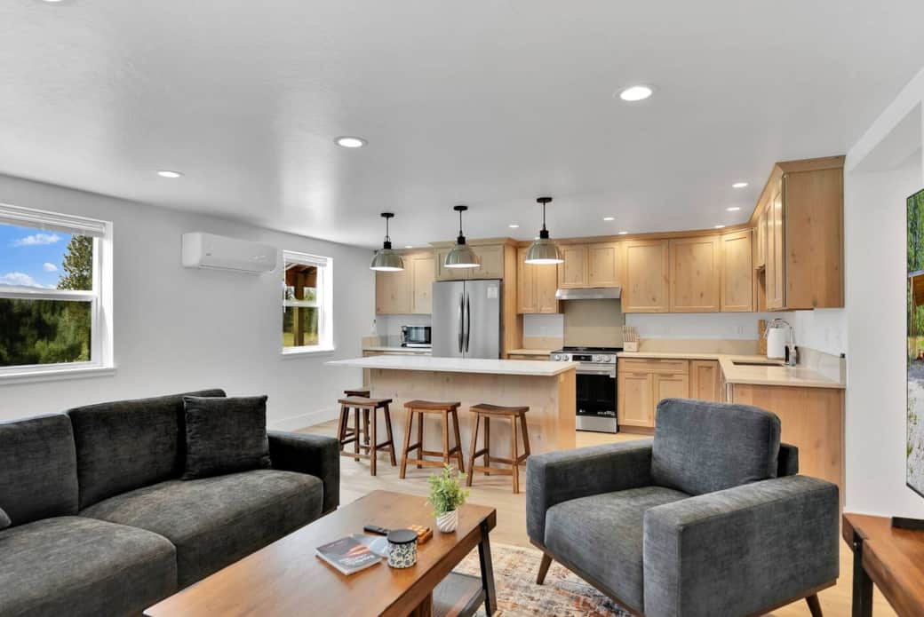 Living room and open concept kitchen