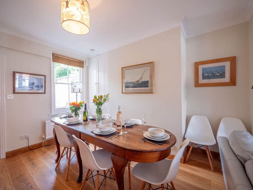 The dining area at Kennford, can seat up to 8 there is also a high chair