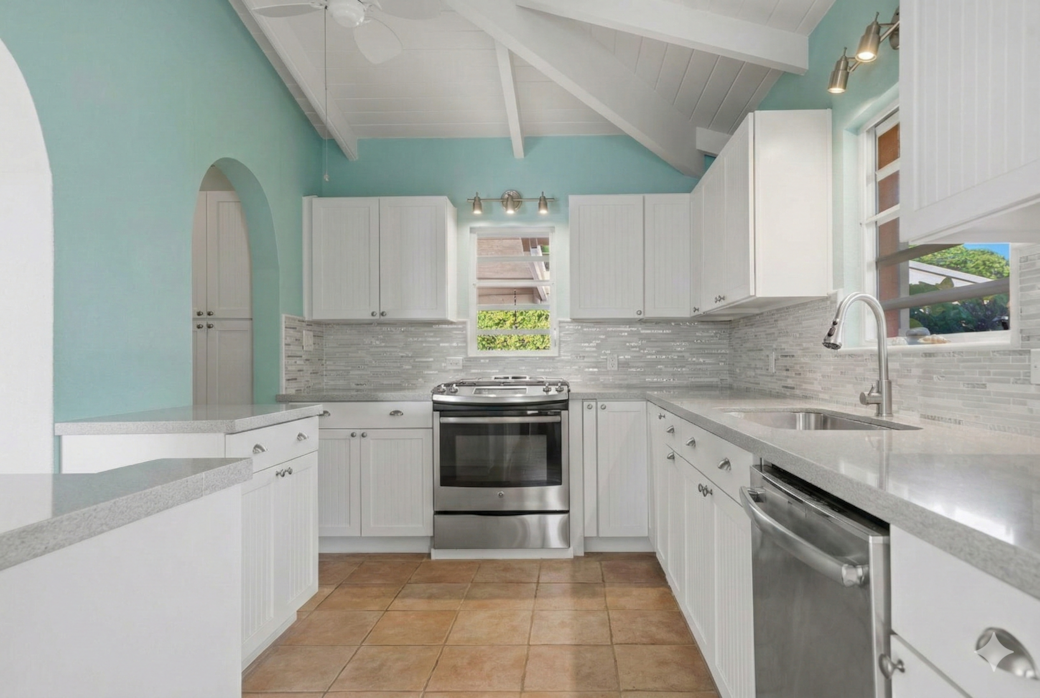 Spacious kitchen with gas range