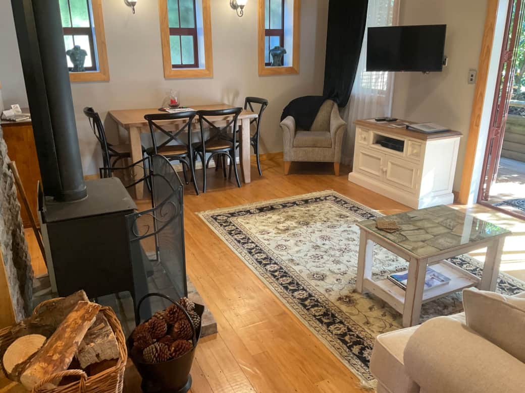 living area with dining table and internet connected TV living area with dining table and internet connected TV