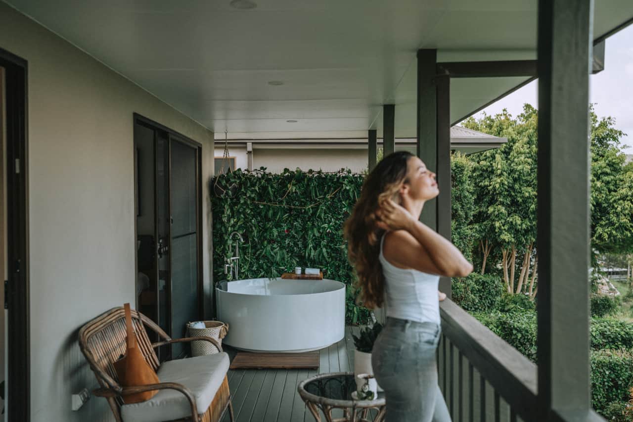 Open-air bath with views, on your private balcony.