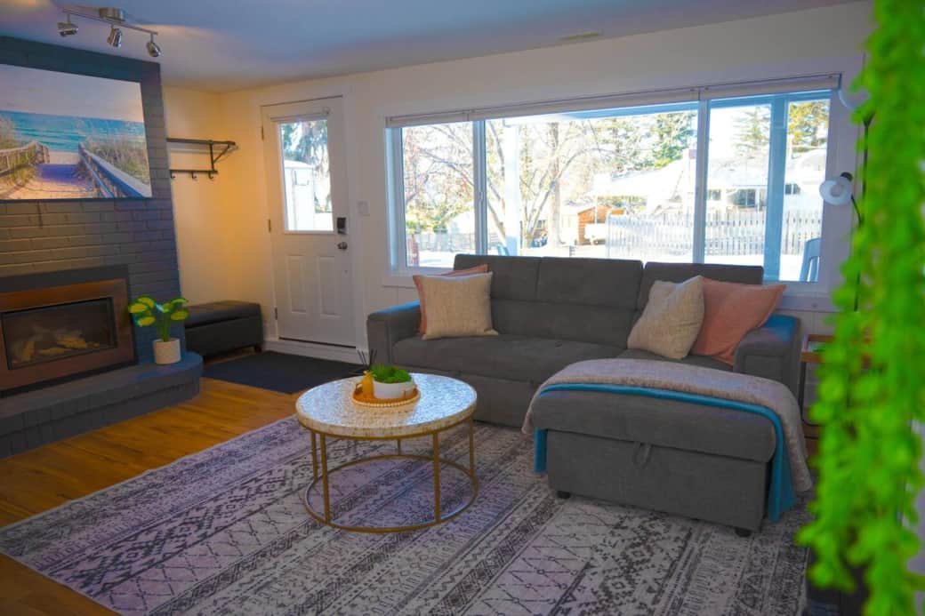 Sectional can be pulled to turn into a cozy bed however an air mattress can also be provided with notice. 