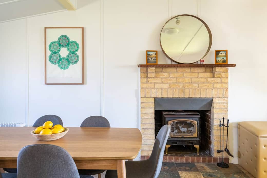 Wood burning stove for the chiller months. Wood provided.