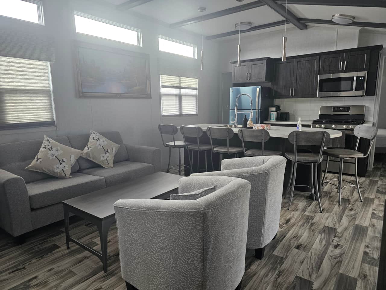 Living, dining/kitchen area