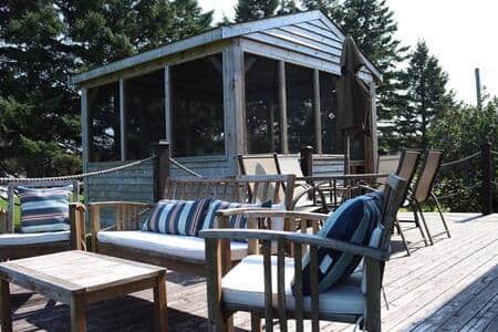 Deck offers ample space for BBQing, outside dining and lounging. Along with a screened in gazebo.