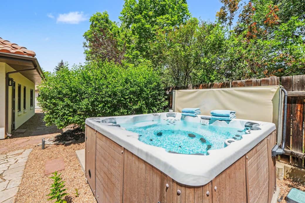Our private outdoor hot tub is ideal for soaking sore muscles after a long hike or a day of sightseeing!
