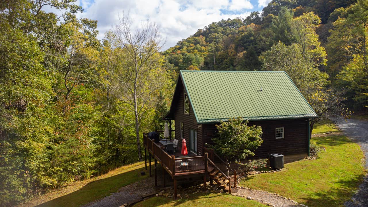 Whistling Timbers Back of Cabin