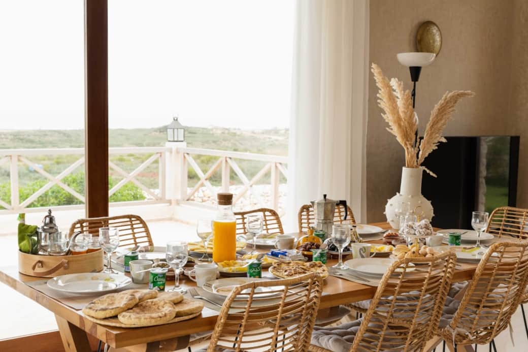Living room breakfast sea view villa cactuswell essaouira