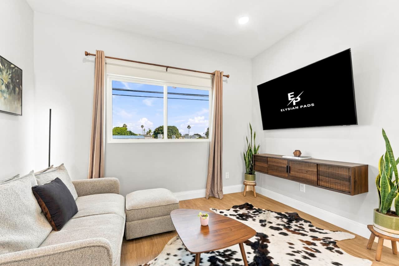 Bright Living Room with Smart TV