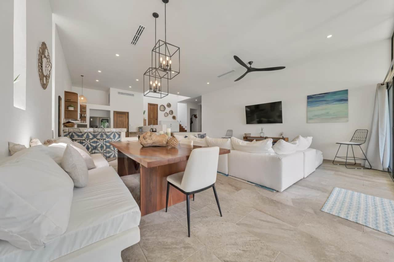 Entire family room, kitchen, dining room