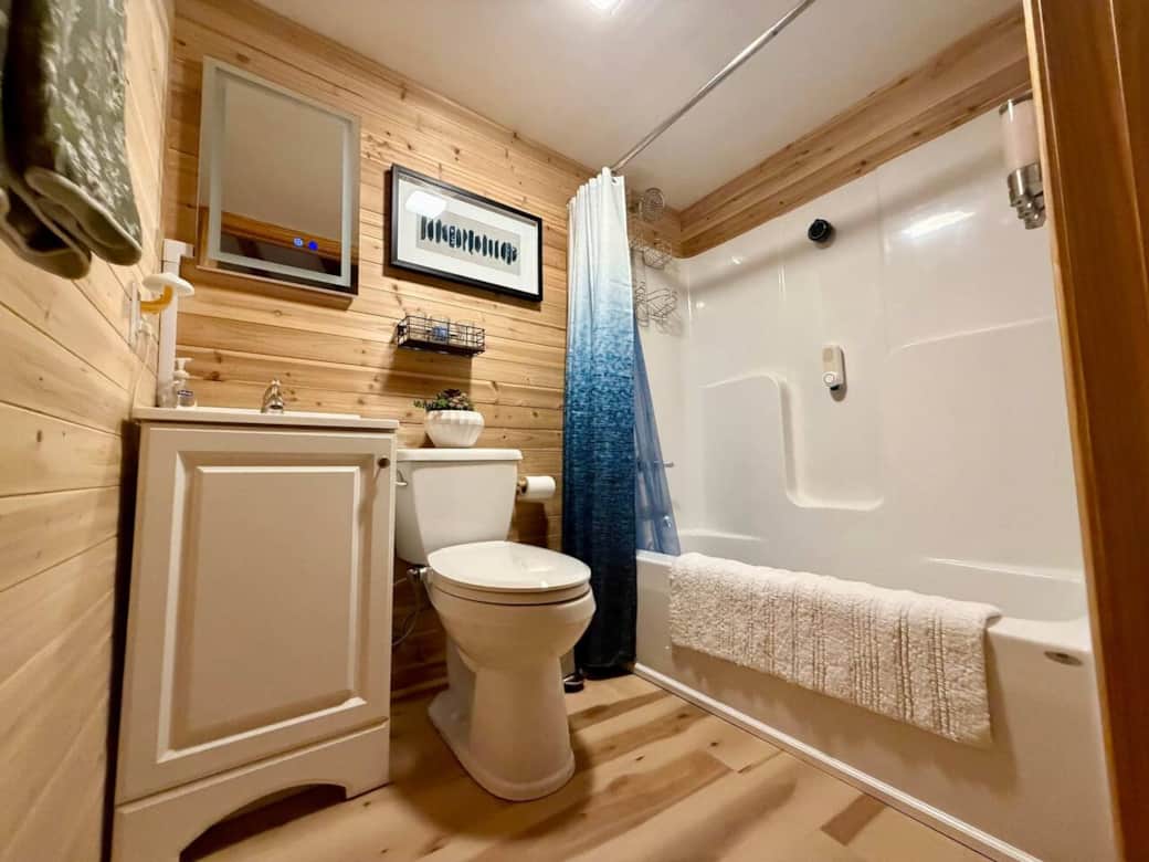Fully stocked bathroom with the world's only Bidet in a Yurt