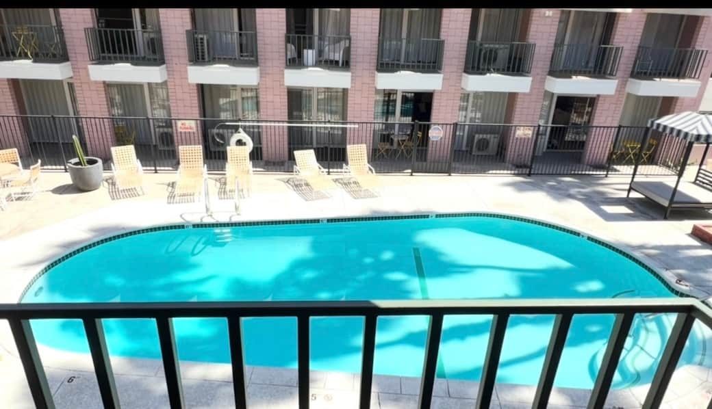 Overlooking pool from balcony
